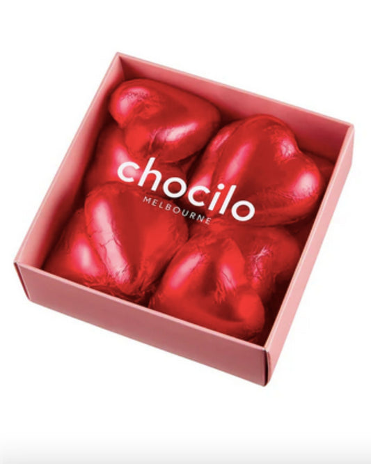 10 Pack Foiled Hearts in Milk Chocolate Gift Box (RED) - 80g